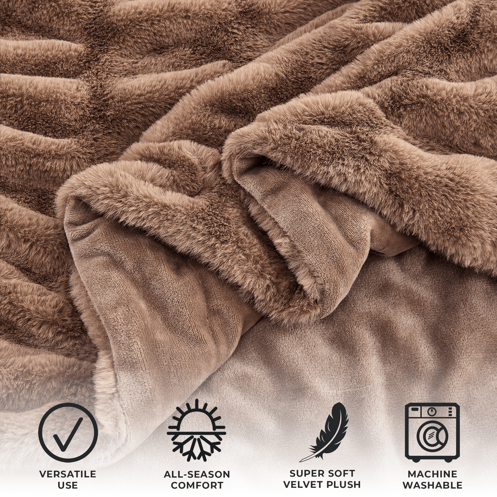 Ruched Faux Fur Throw Blanket - Alondra Collection - Rustic Avenue