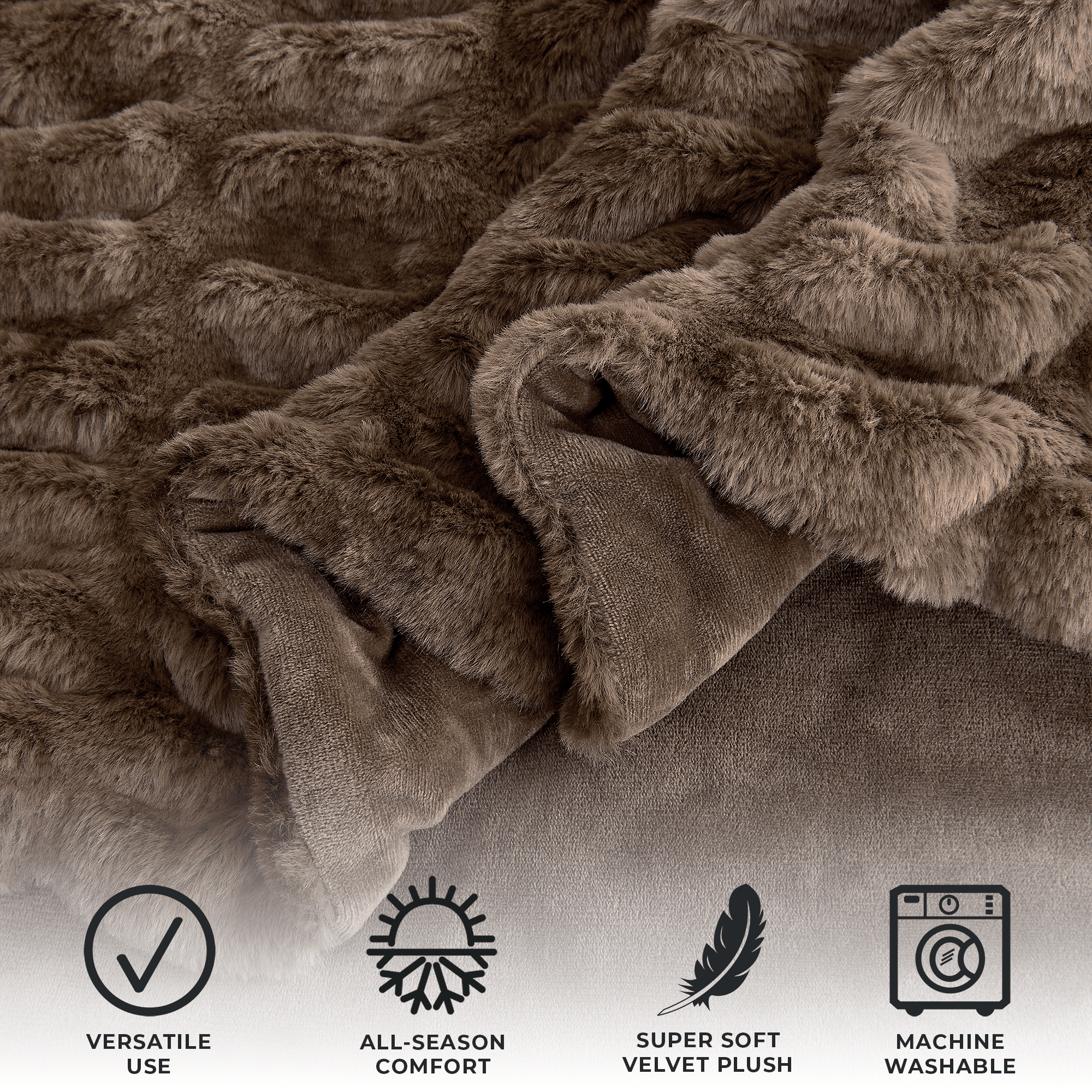 Ruched Faux Fur Throw Blanket - Alondra Collection - Rustic Avenue