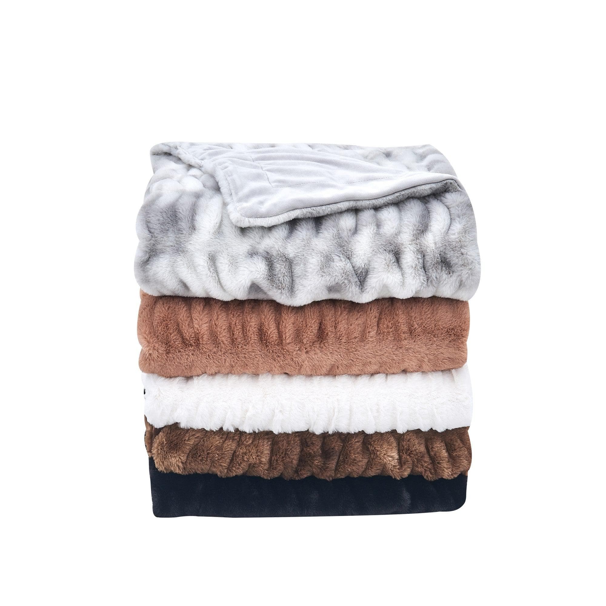 Ruched Faux Fur Throw Blanket - Alondra Collection - Rustic Avenue
