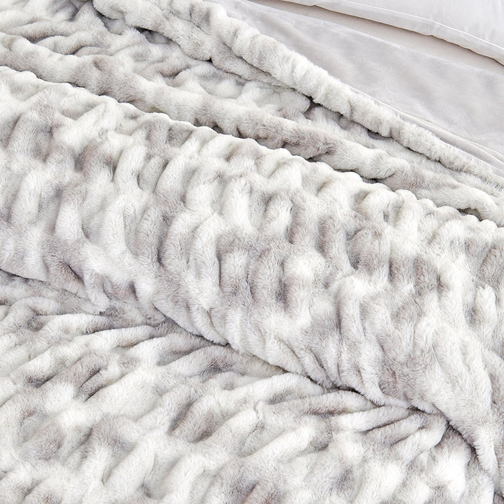 Ruched Faux Fur Throw Blanket - Alondra Collection - Rustic Avenue