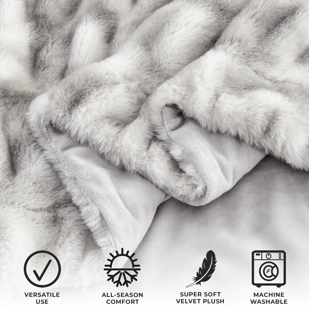 Ruched Faux Fur Throw Blanket - Alondra Collection - Rustic Avenue