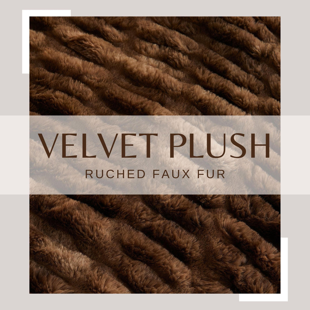 Ruched Faux Fur Throw Blanket - Alondra Collection - Rustic Avenue