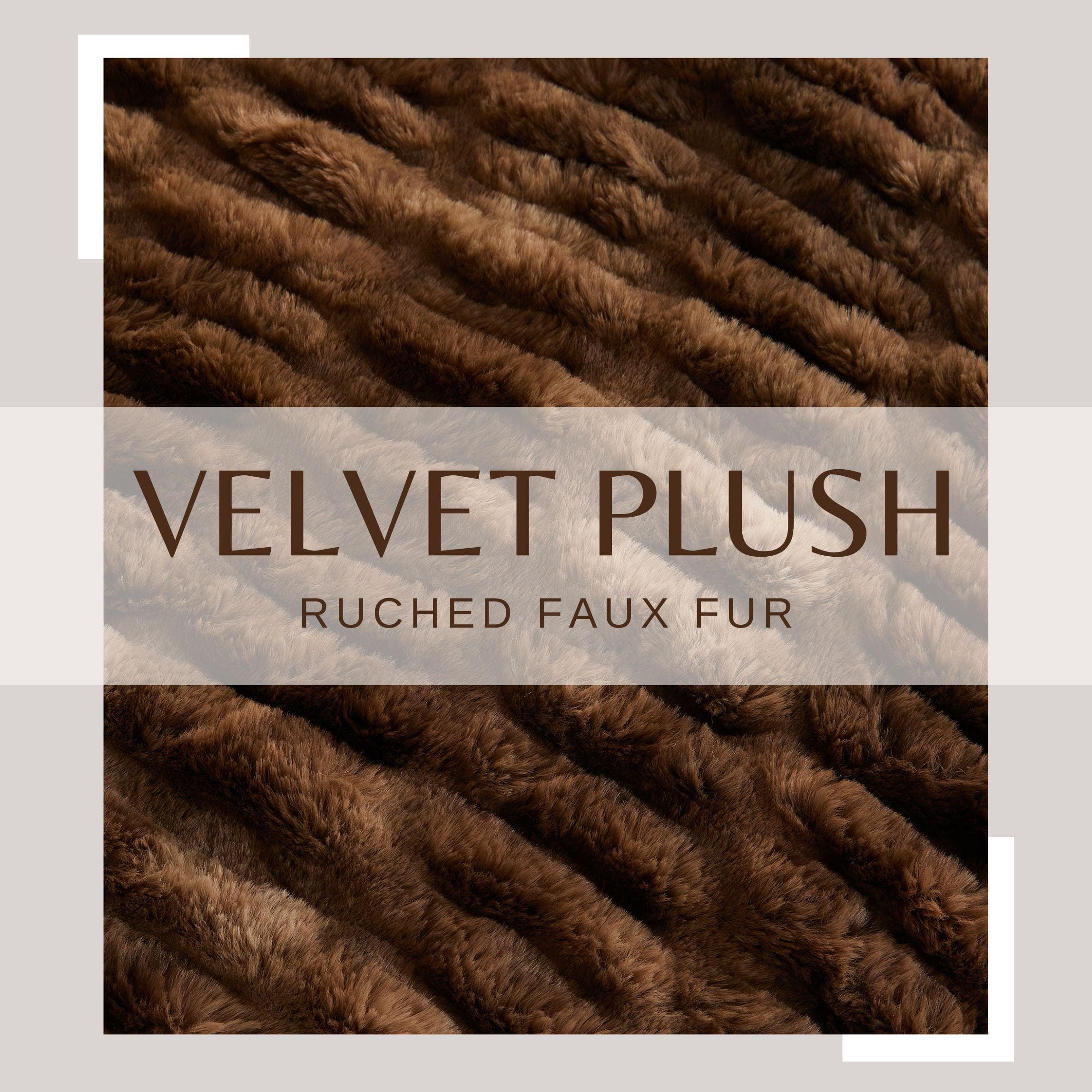 Ruched Faux Fur Throw Blanket - Alondra Collection - Rustic Avenue