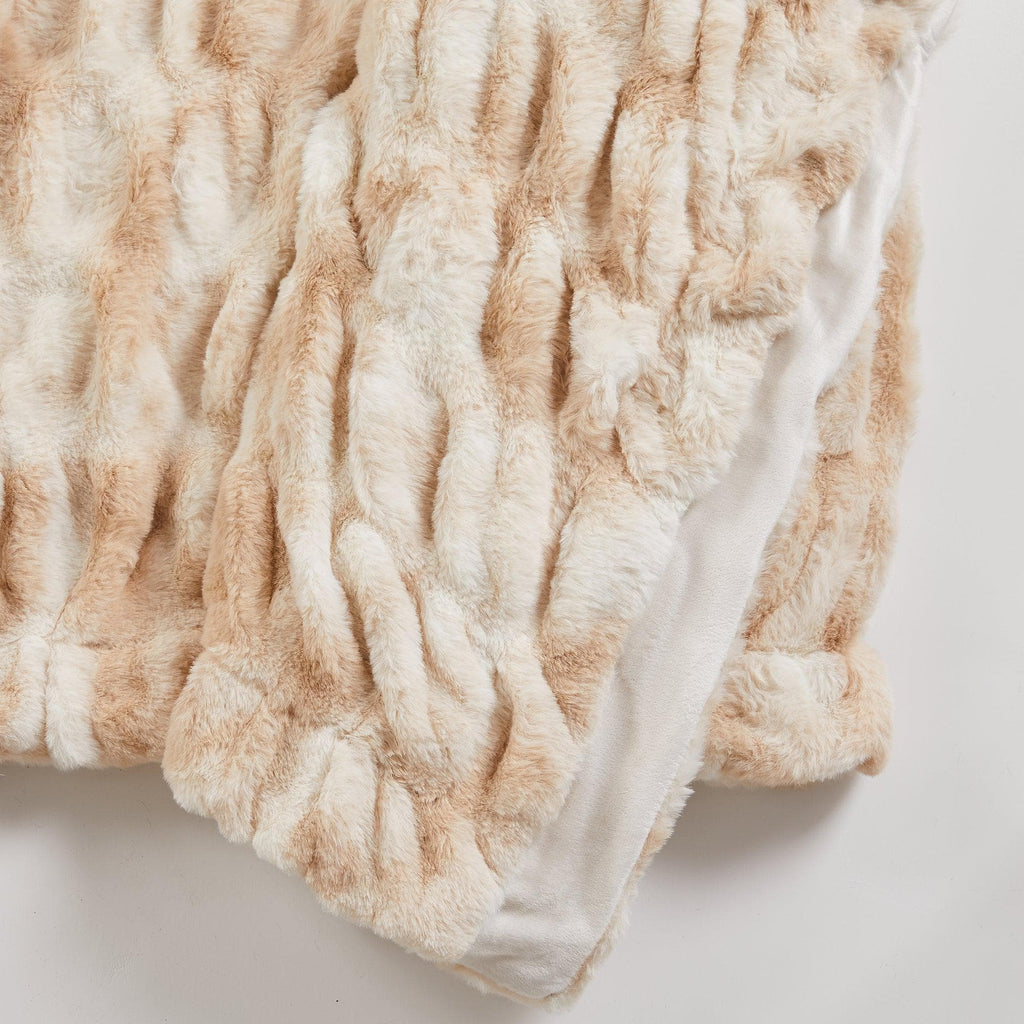 Ruched Faux Fur Throw Blanket - Alondra Collection - Rustic Avenue