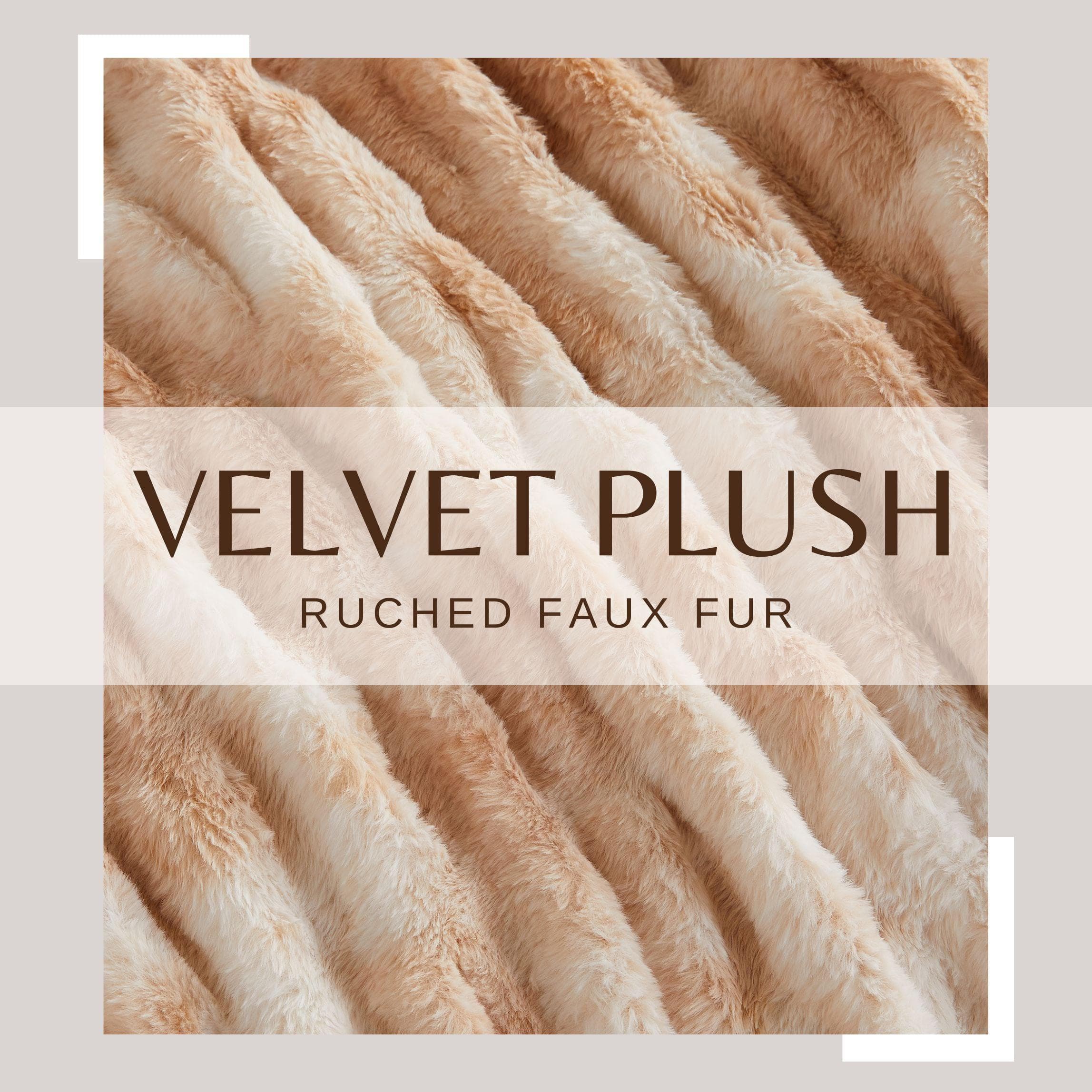 Ruched Faux Fur Throw Blanket - Alondra Collection - Rustic Avenue
