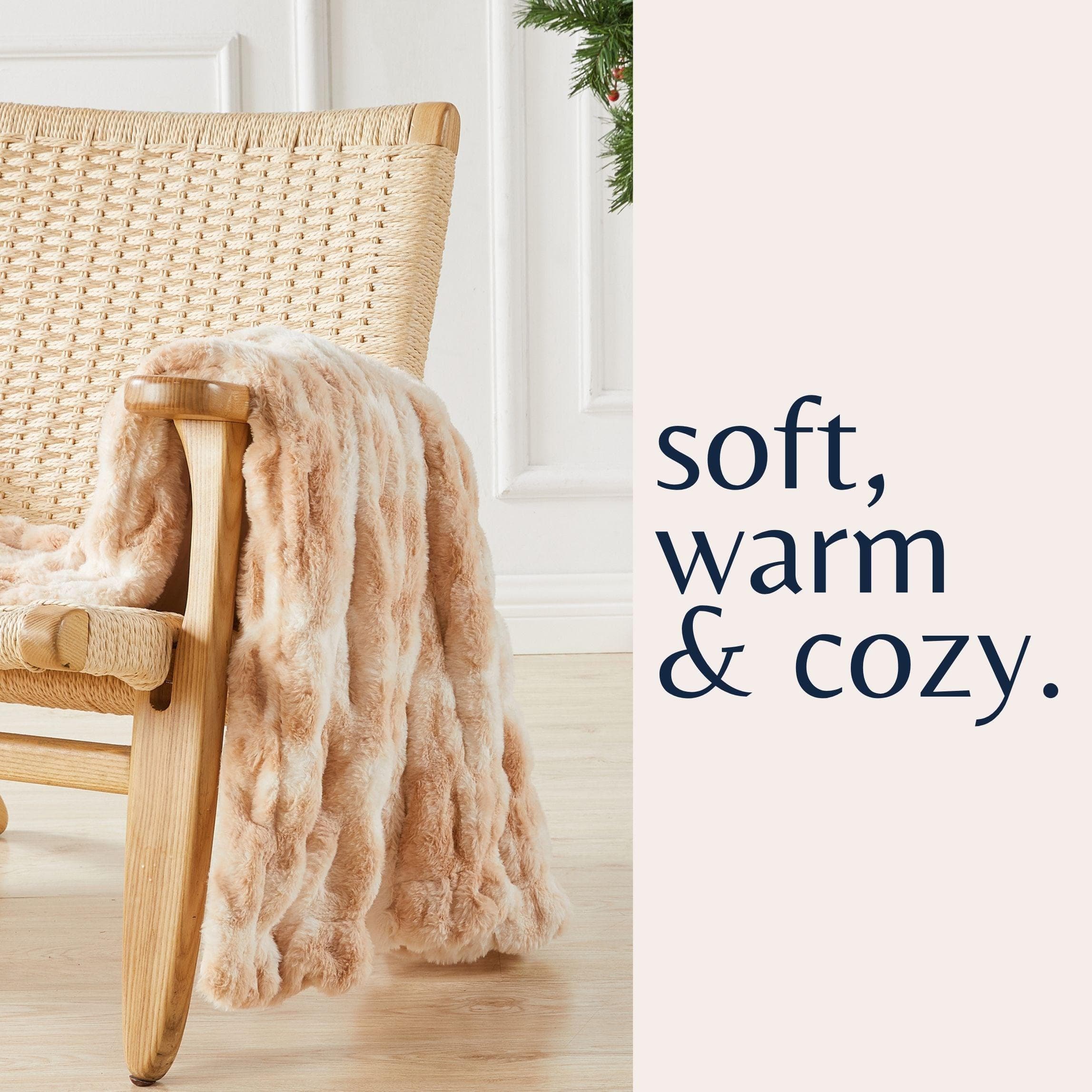 Ruched Faux Fur Throw Blanket - Alondra Collection - Rustic Avenue