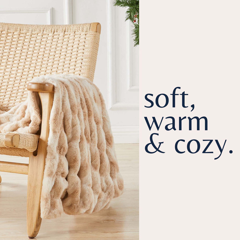 Ruched Faux Fur Throw Blanket - Alondra Collection - Rustic Avenue