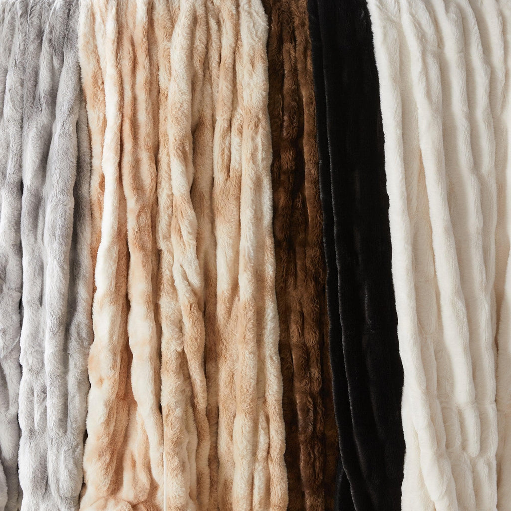 Ruched Faux Fur Throw Blanket - Alondra Collection - Rustic Avenue