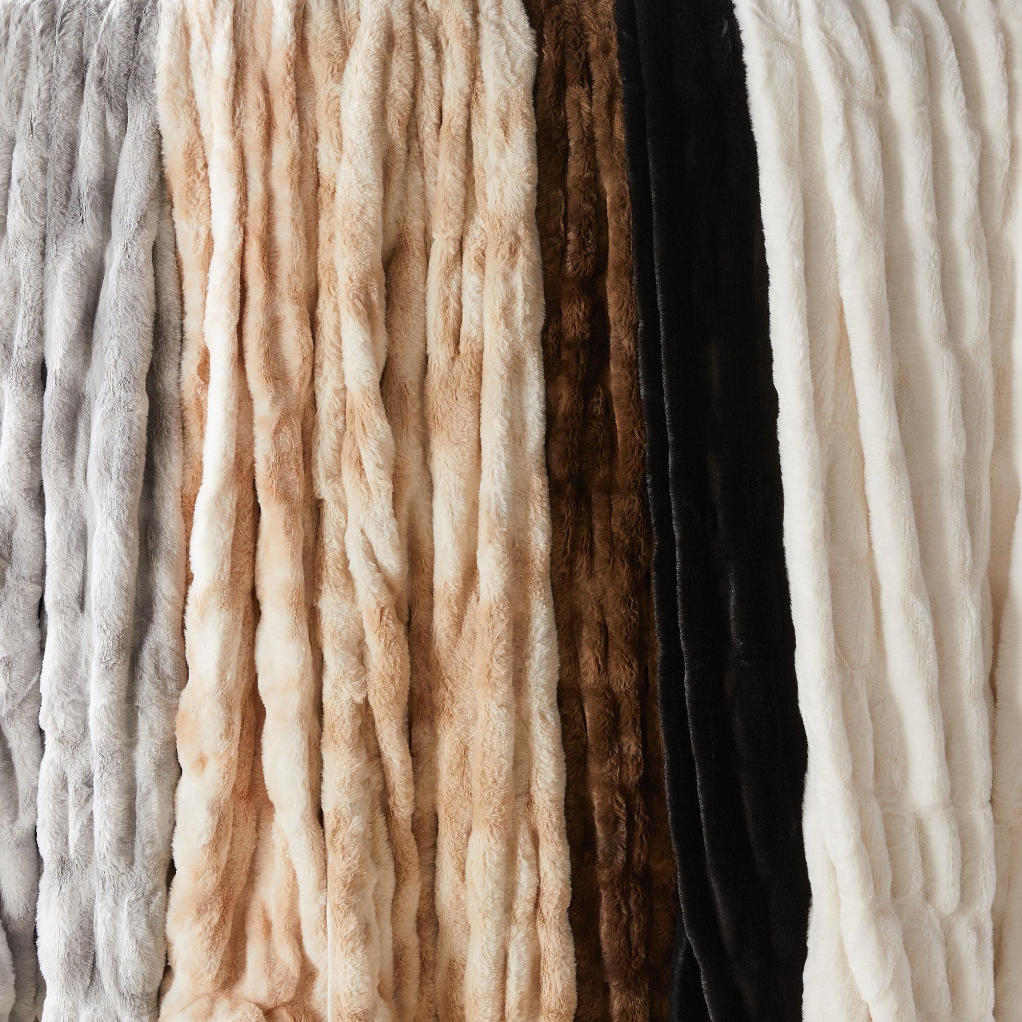 Ruched Faux Fur Throw Blanket - Alondra Collection - Rustic Avenue