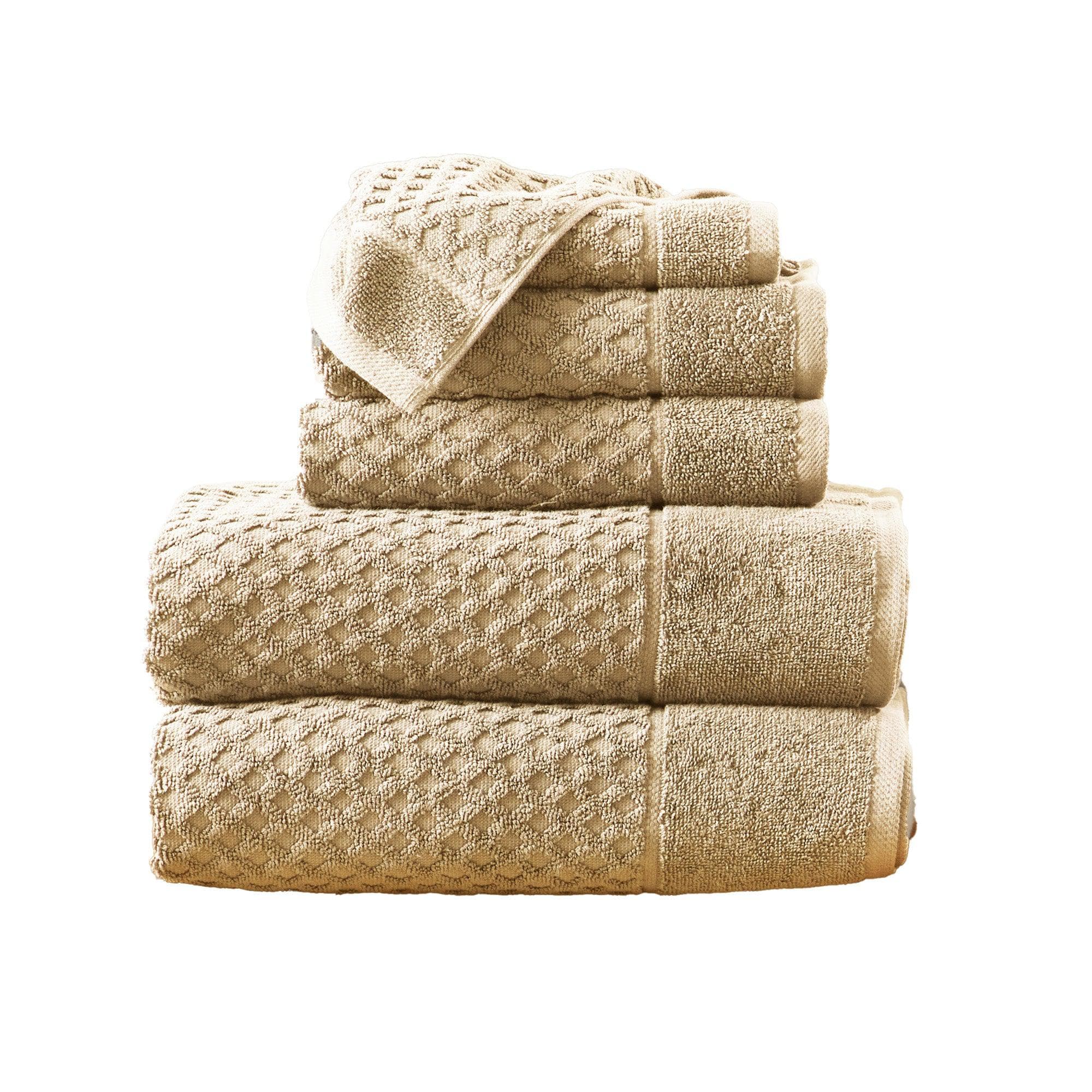 Cotton Diamond Waffle Weave Bath Towel Set - Grayson Collection - Rustic Avenue