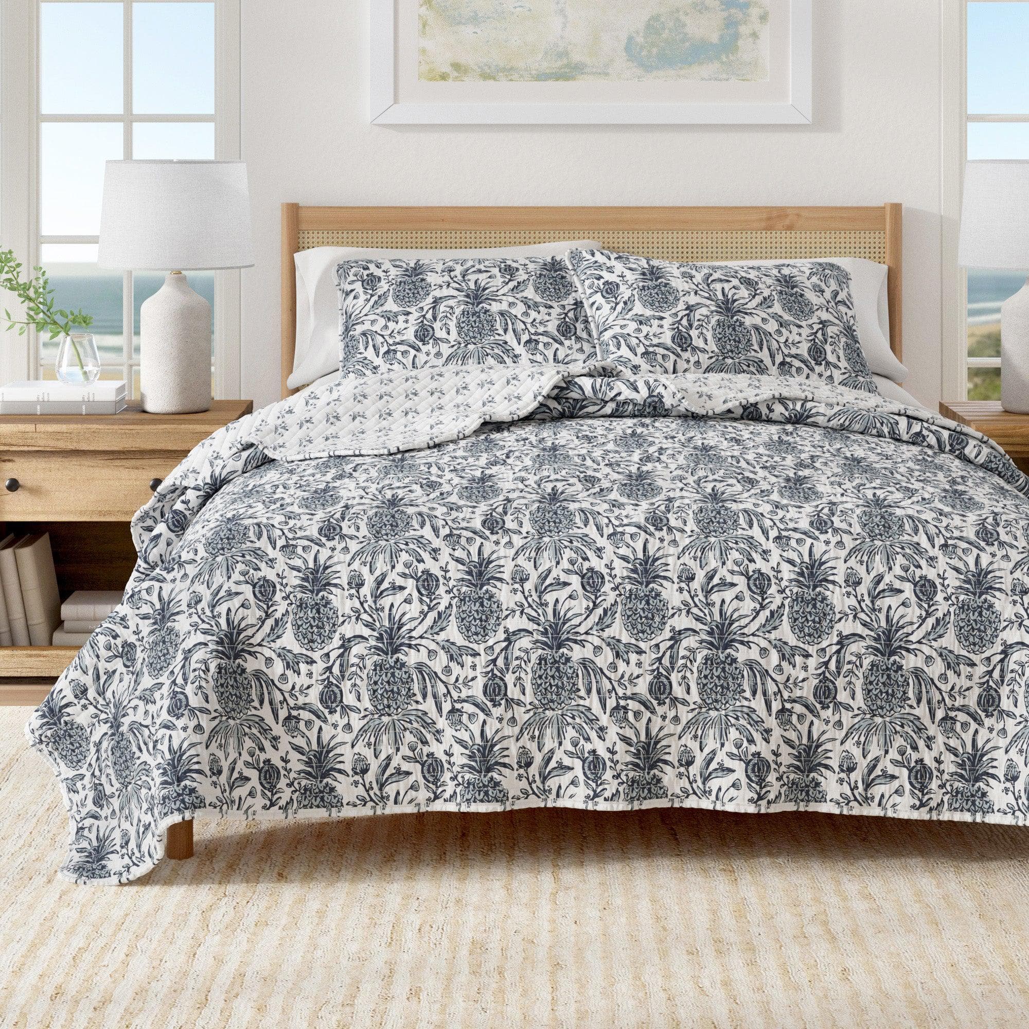 Coastal Printed Cotton Quilt Set - Bernice Collection - Rustic Avenue
