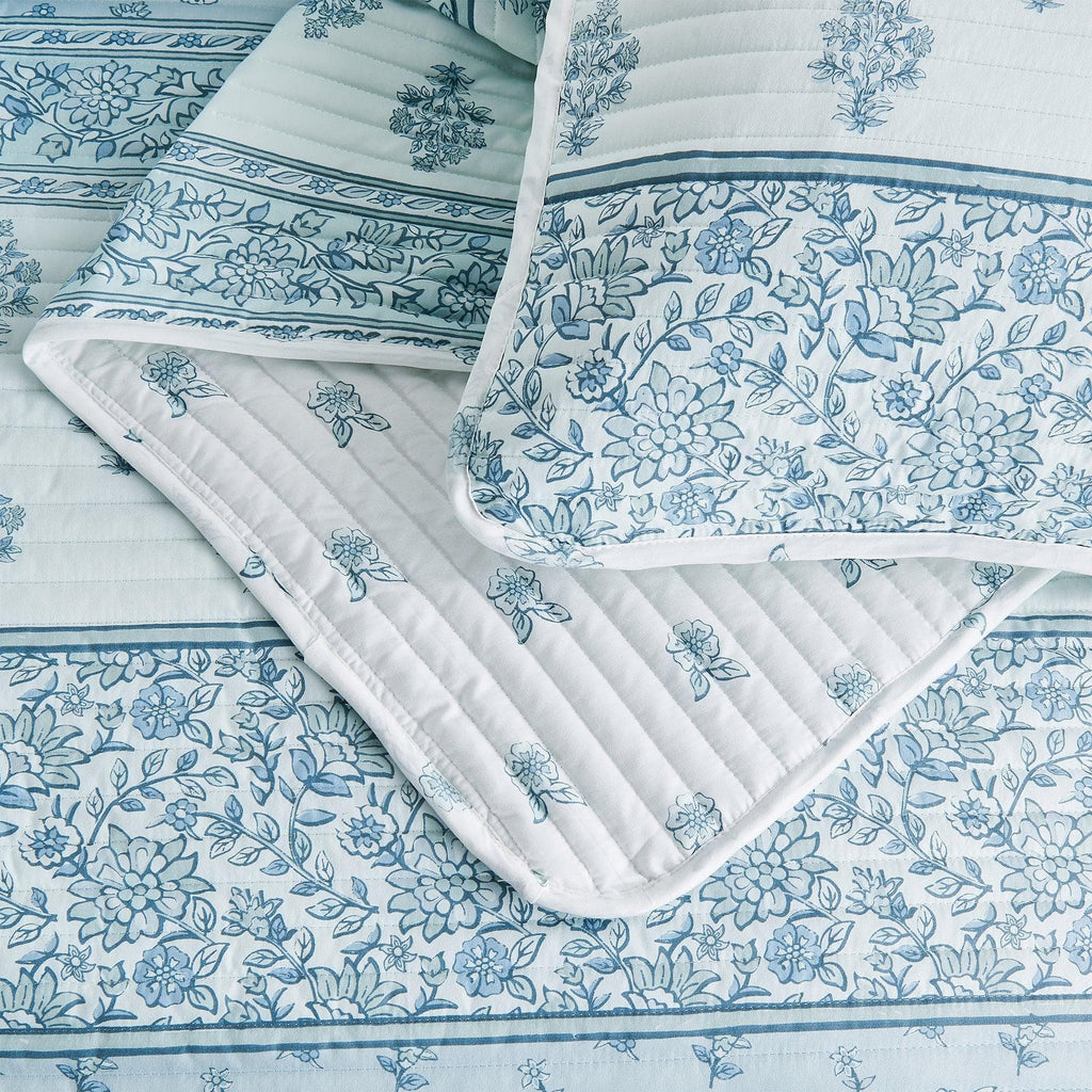 Floral Striped Microfiber Quilt Set - Hermine Collection - Rustic Avenue