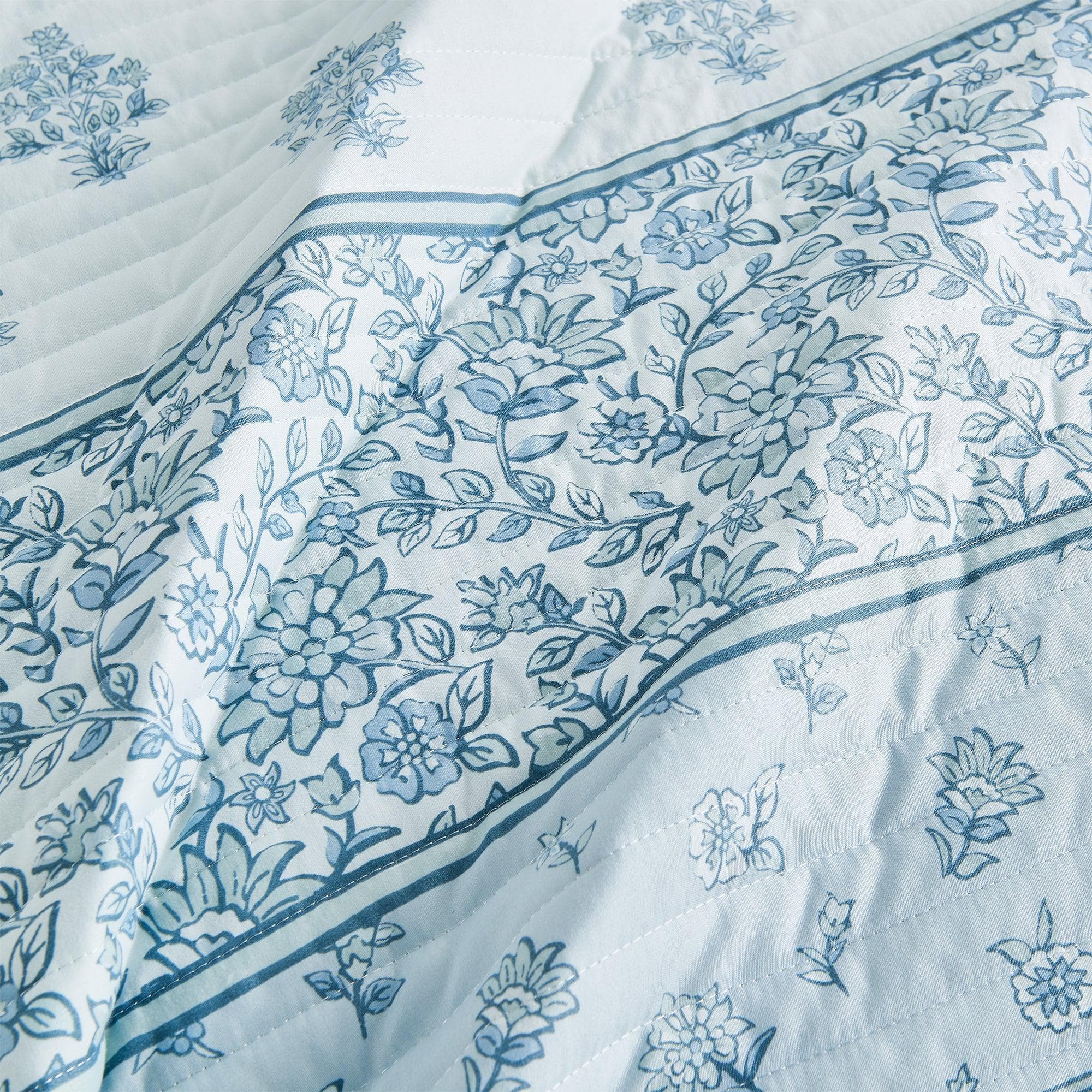 Floral Striped Microfiber Quilt Set - Hermine Collection - Rustic Avenue
