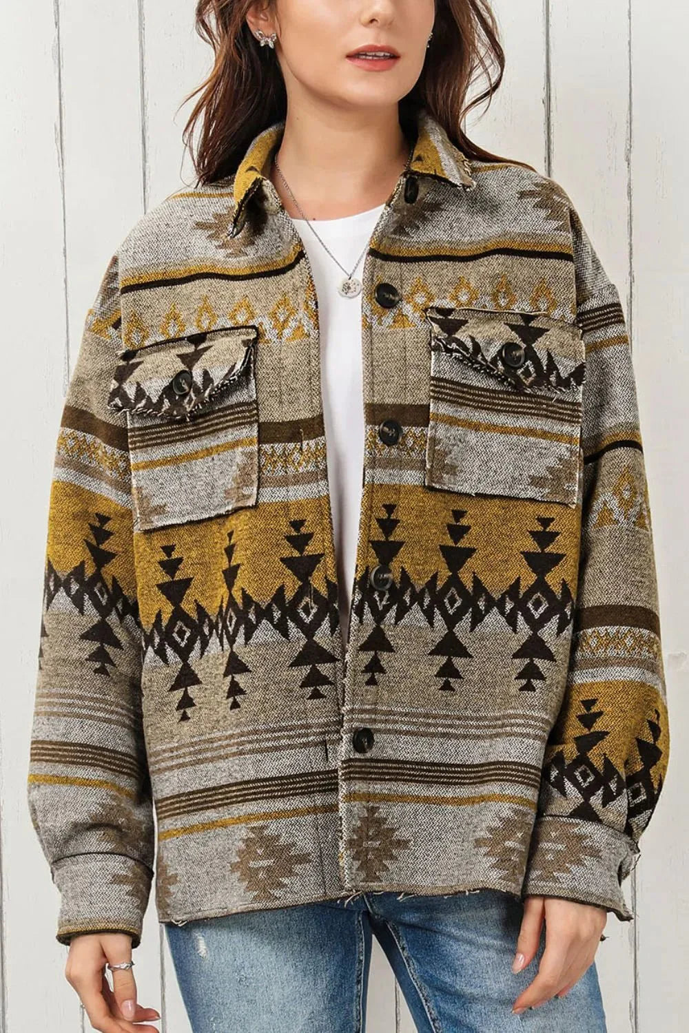 Heather Southwestern Print Light Jacket