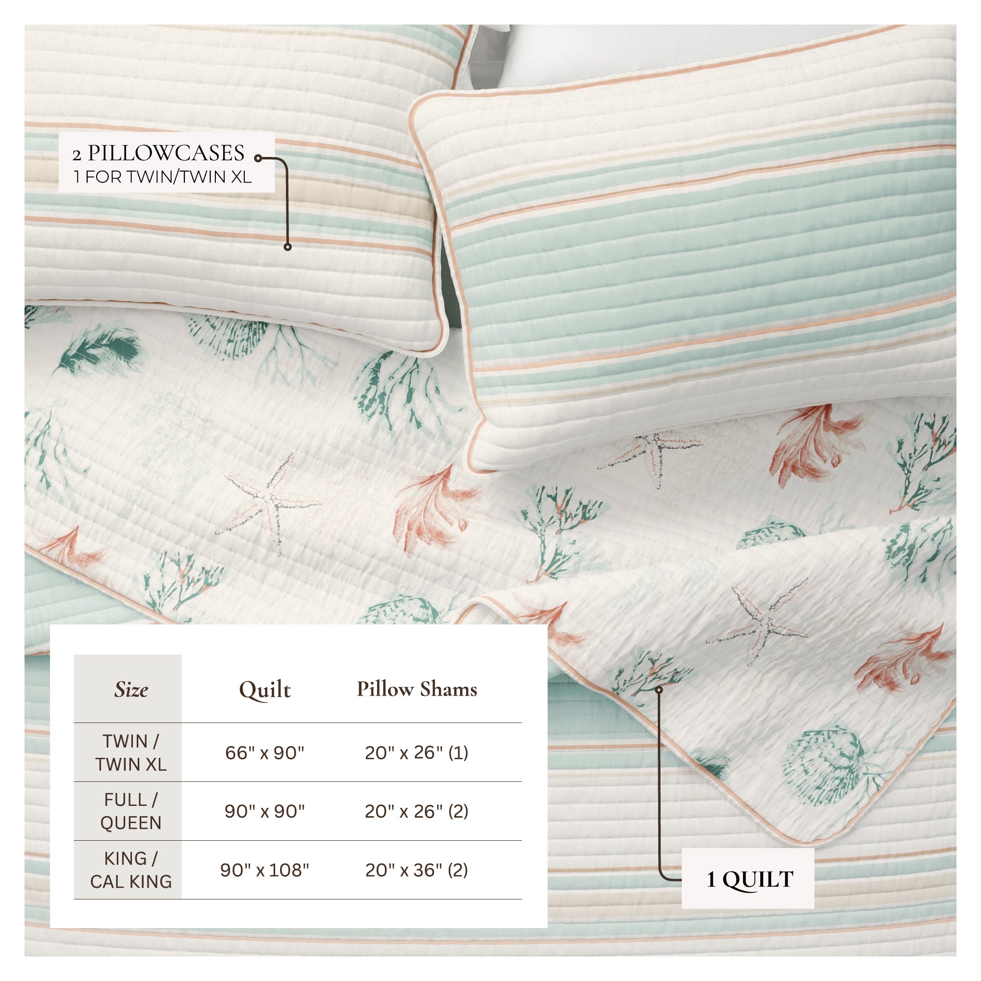 Coastal Printed Cotton Quilt Set - St. Augustine Collection - Rustic Avenue