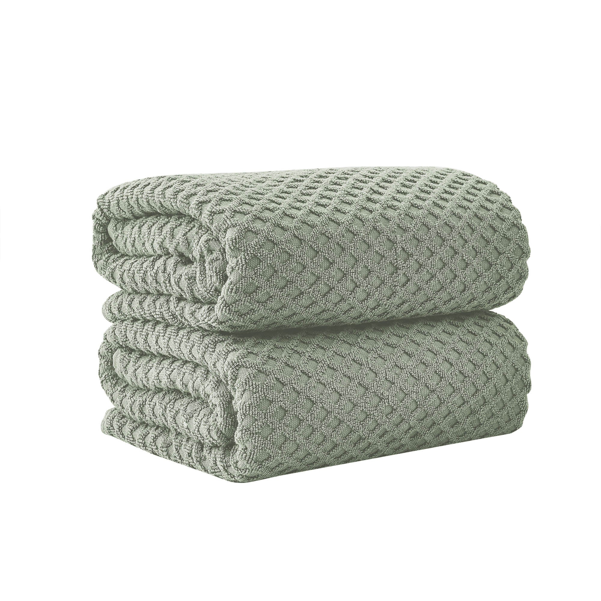 Cotton Diamond Waffle Weave Bath Towel Set - Grayson Collection - Rustic Avenue