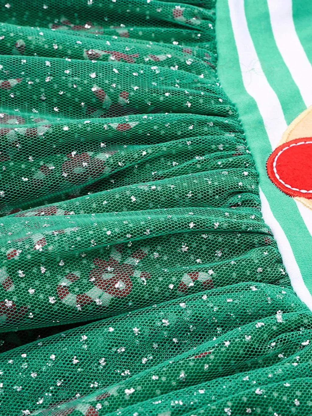 Kid's Christmas Reindeer Applique Striped Long Sleeve Dress