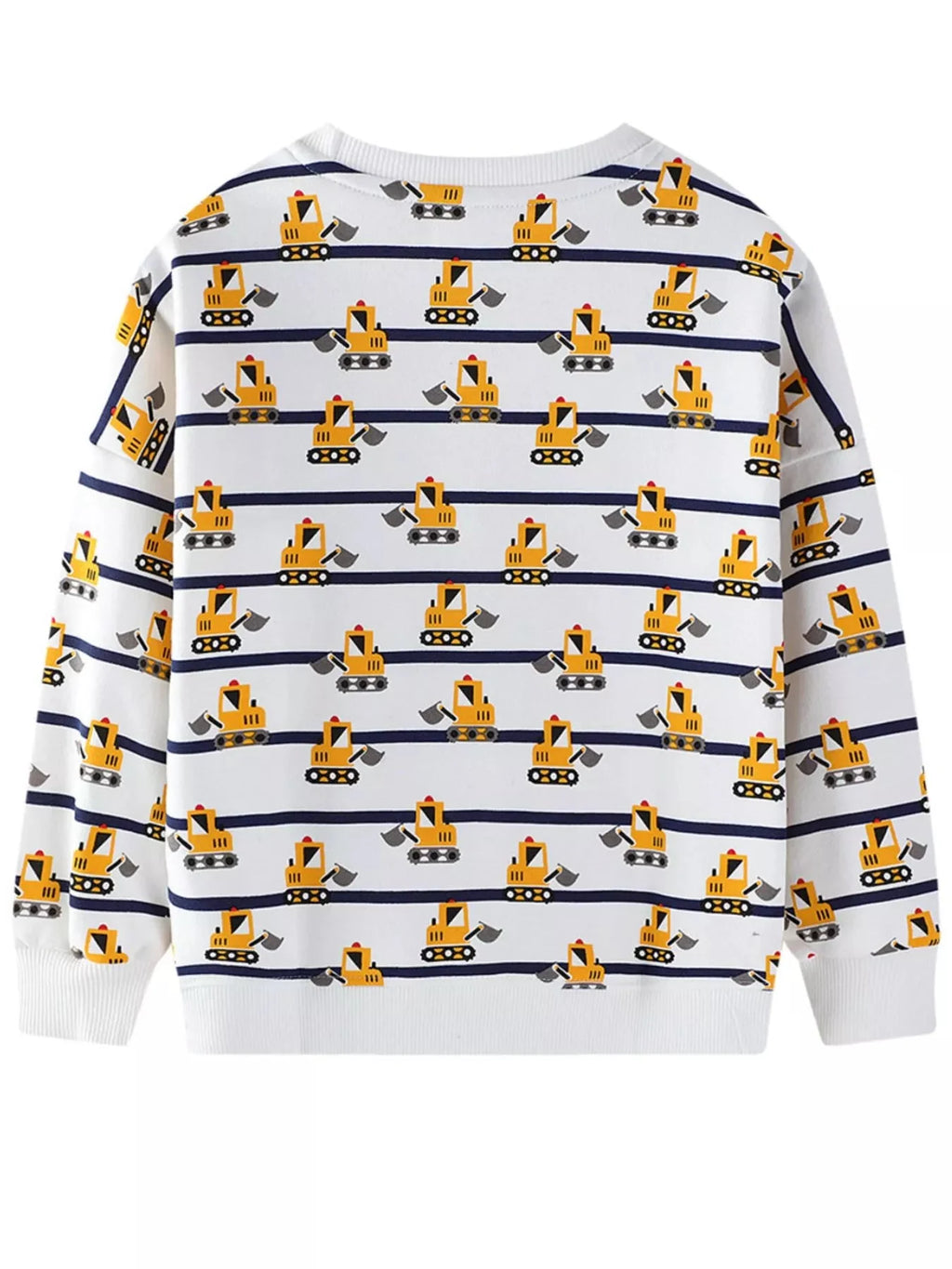 Kids Excavator Print Striped Sweatshirt