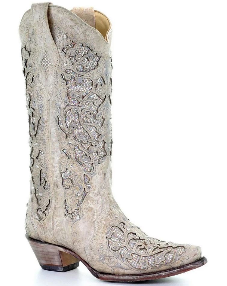 Rhinestone Hollow Out Flower Cowgirl Boots – Sexy High Heel Western Style - Rustic Avenue