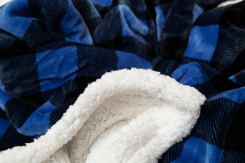 Lumberjack Plaid Plush Fur Sherpa Borrego Fleece Throw Blanket - Rustic Avenue