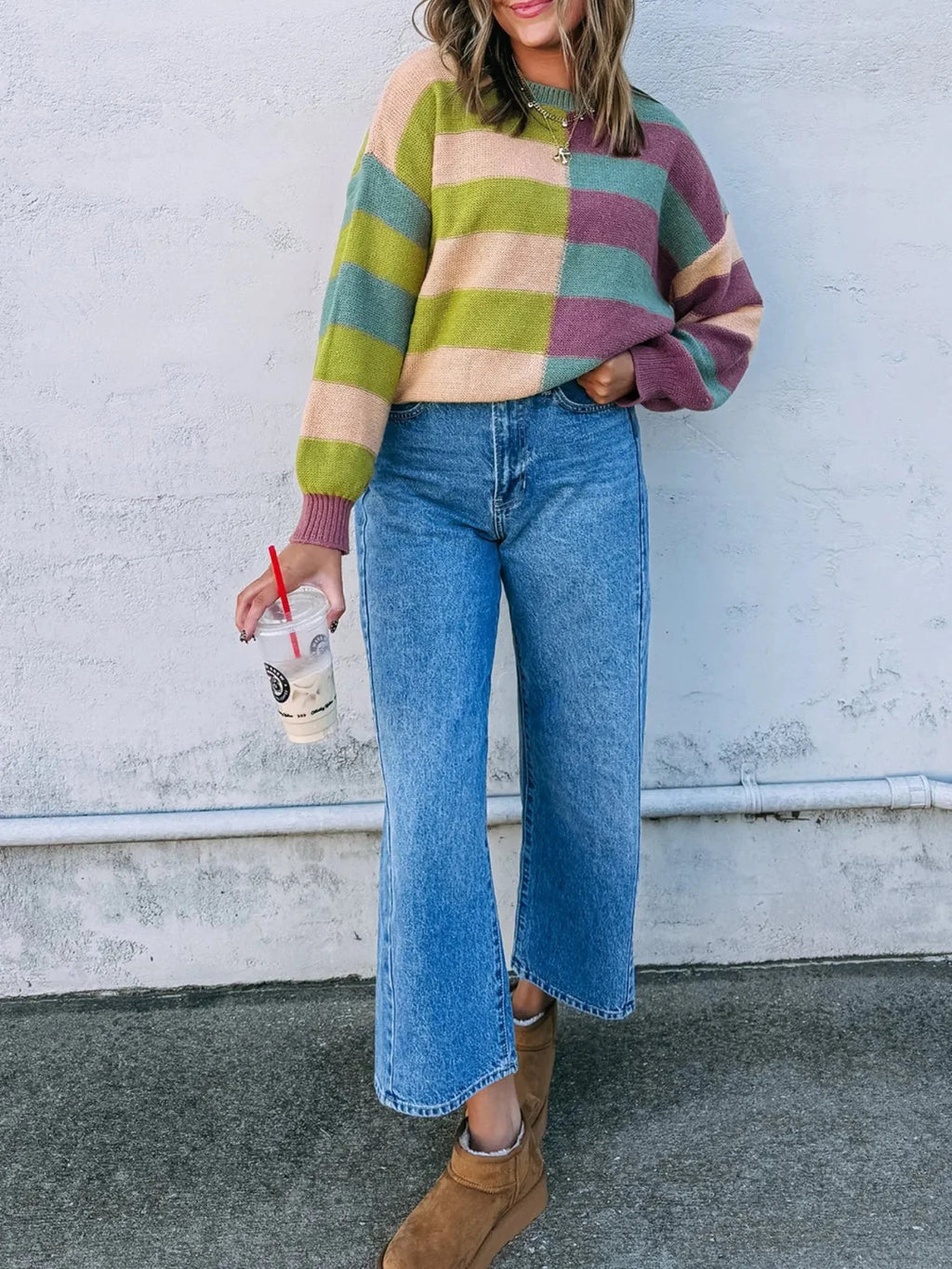 Mary Stripe Drop Shoulder Ribbed Edge Sweater
