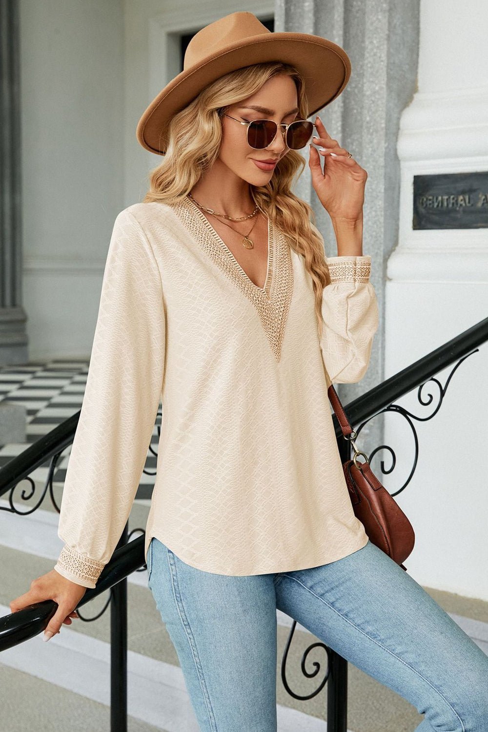 Meredith V-Neck Long Sleeve Blouse