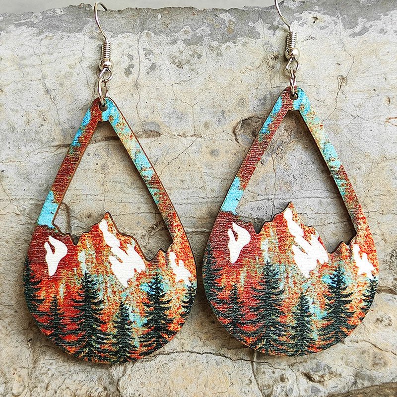 Mountain Teardrop Shape Dangle Earrings