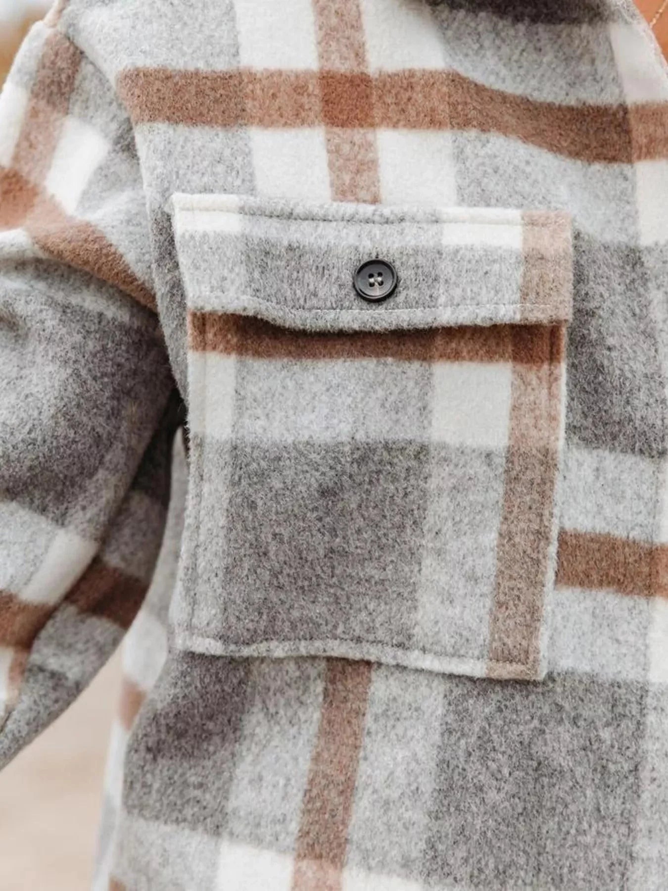Plaid Button-Down Long Sleeve Jacket