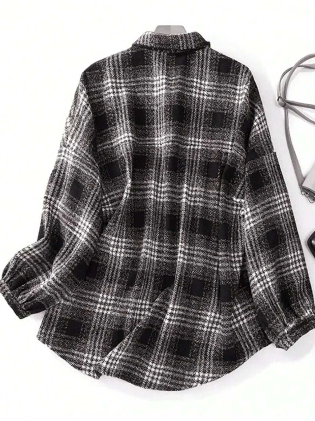 Plaid Button Up Long Sleeve Shacket