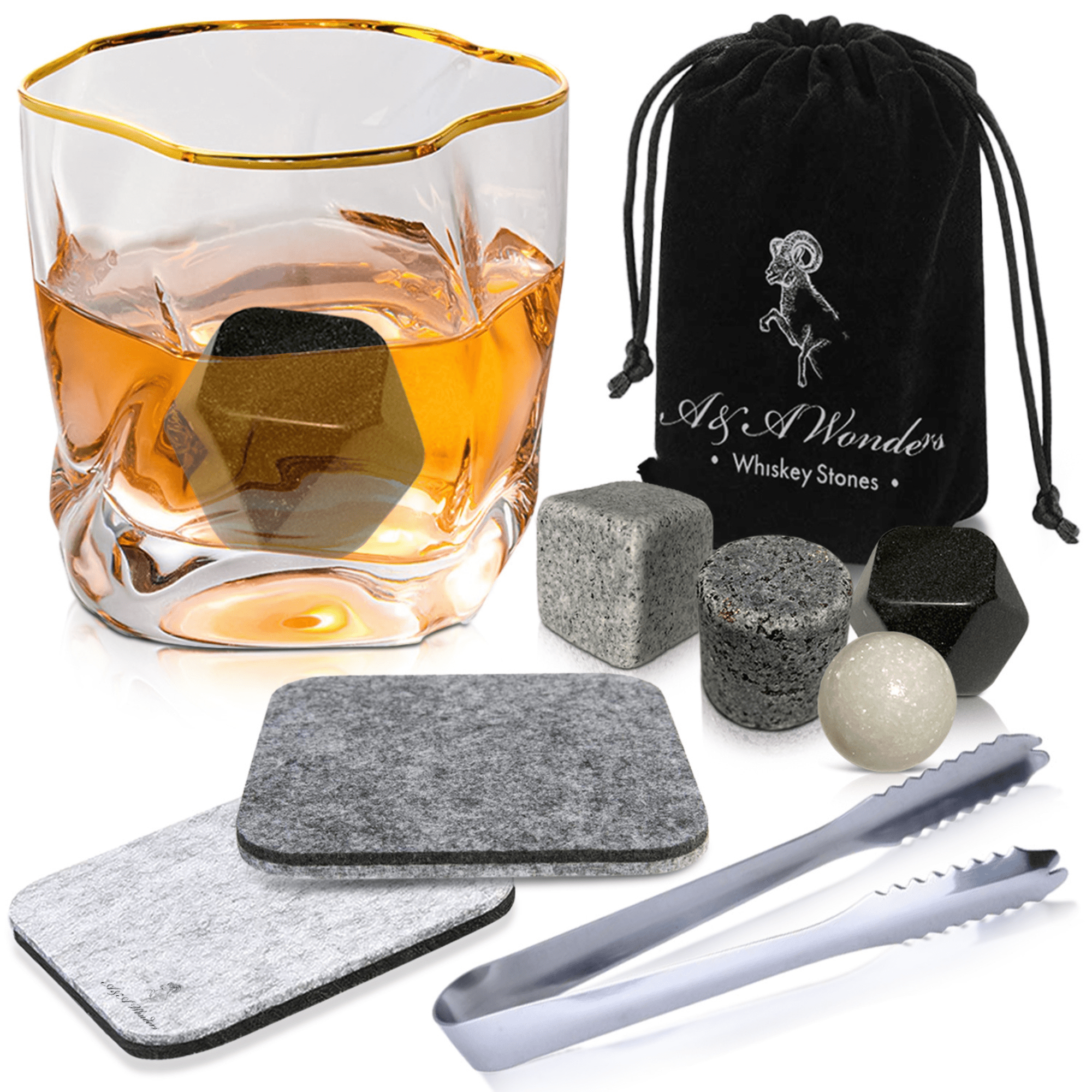 Premium Whiskey Stones Set Of 4 Geometrical shapes - Rustic Avenue