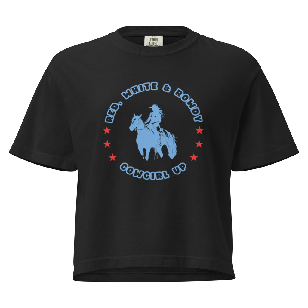 Red White Rowdy Mid Length Box Tee