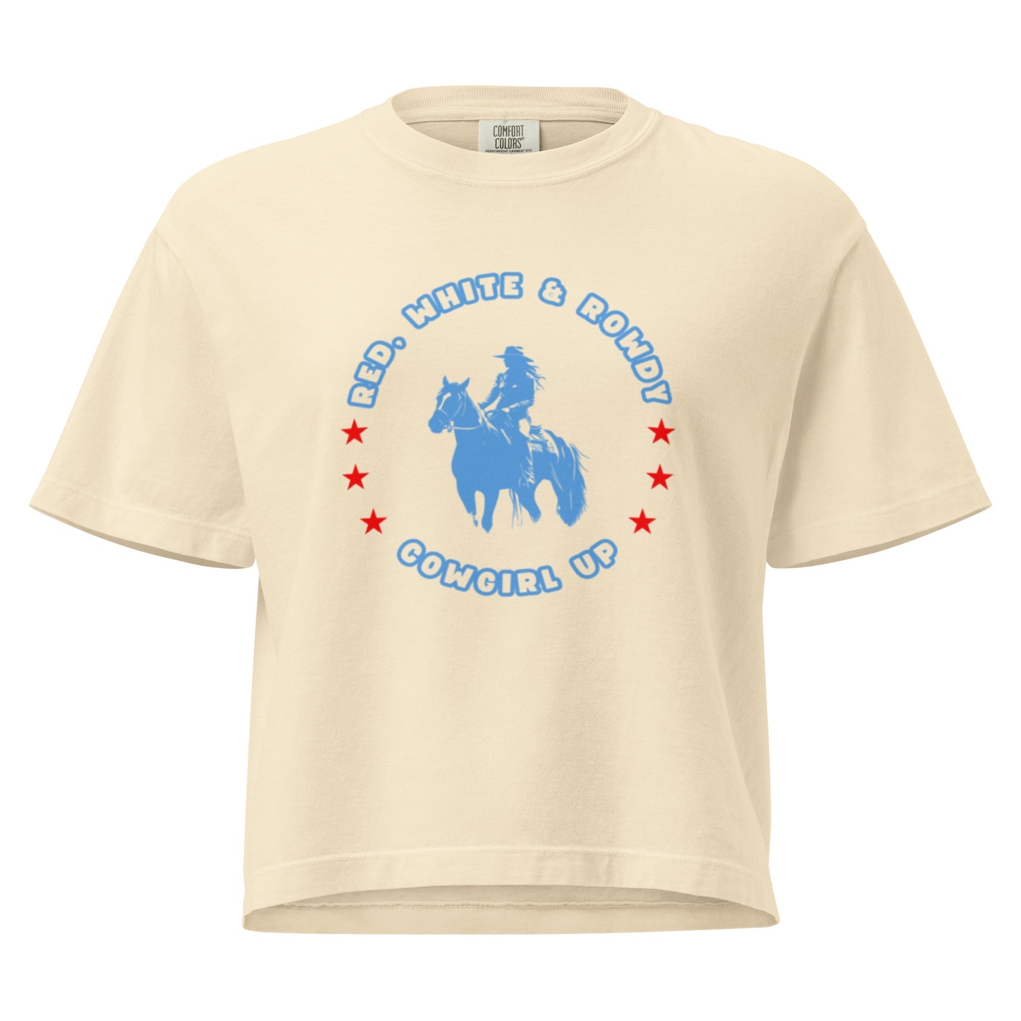 Red White Rowdy Mid Length Box Tee