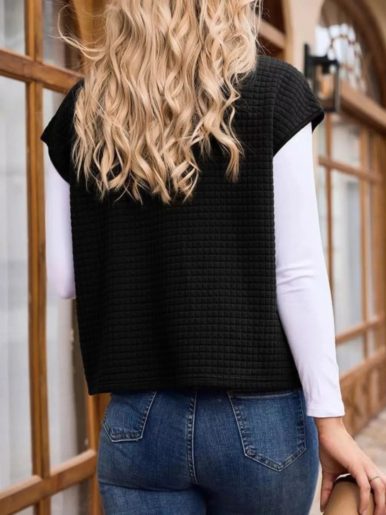 Ribbed Texture Lightweight Zip-Up Vest Coat - 3 Color Options