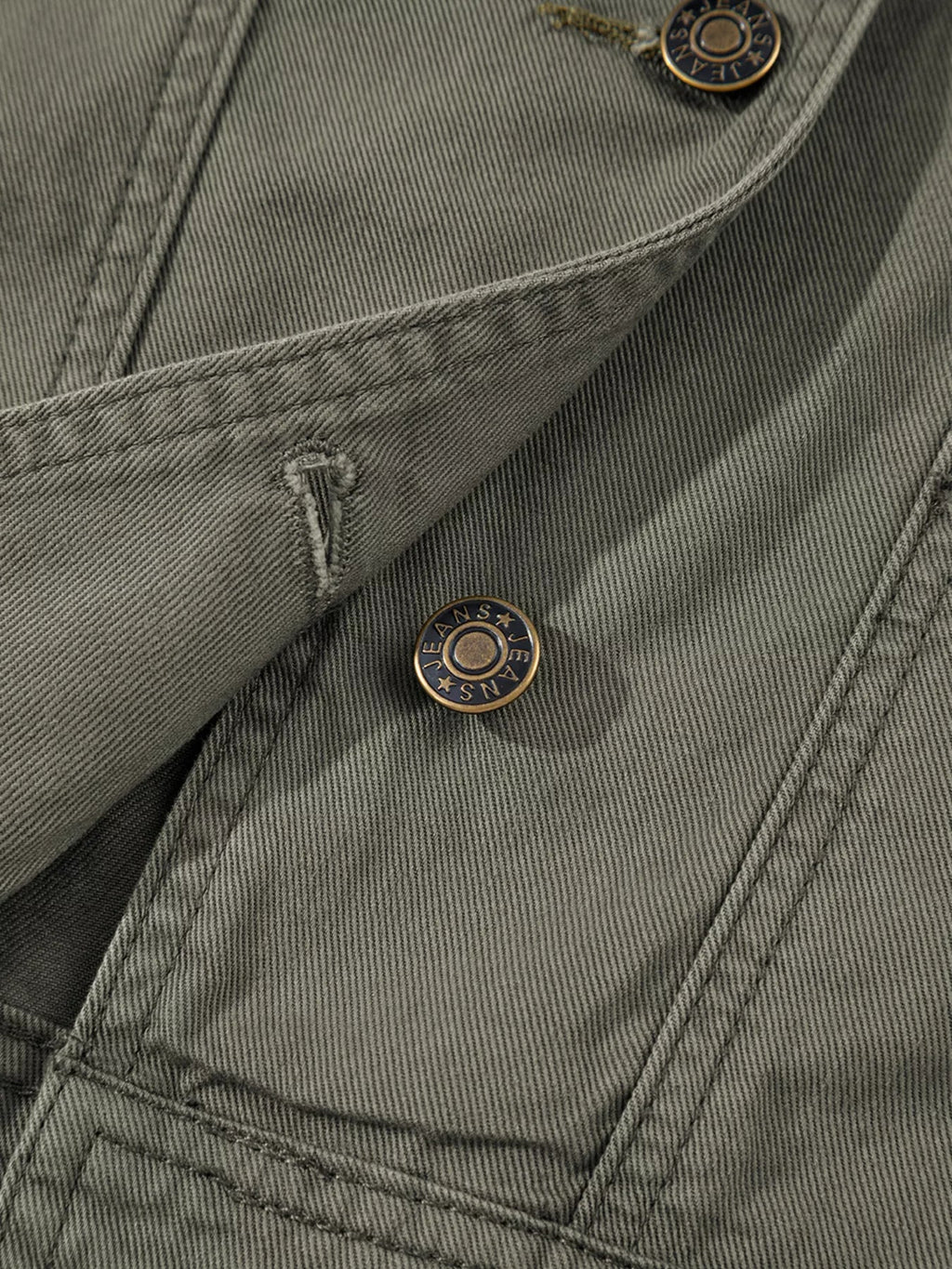 Ruffled Patchwork Cotton Denim Jacket Vest