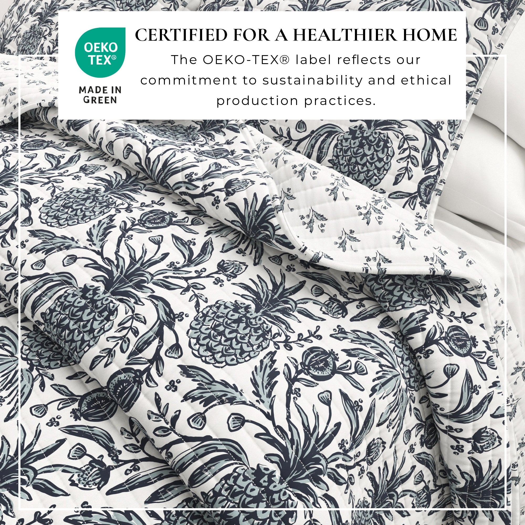 Coastal Printed Cotton Quilt Set - Bernice Collection - Rustic Avenue
