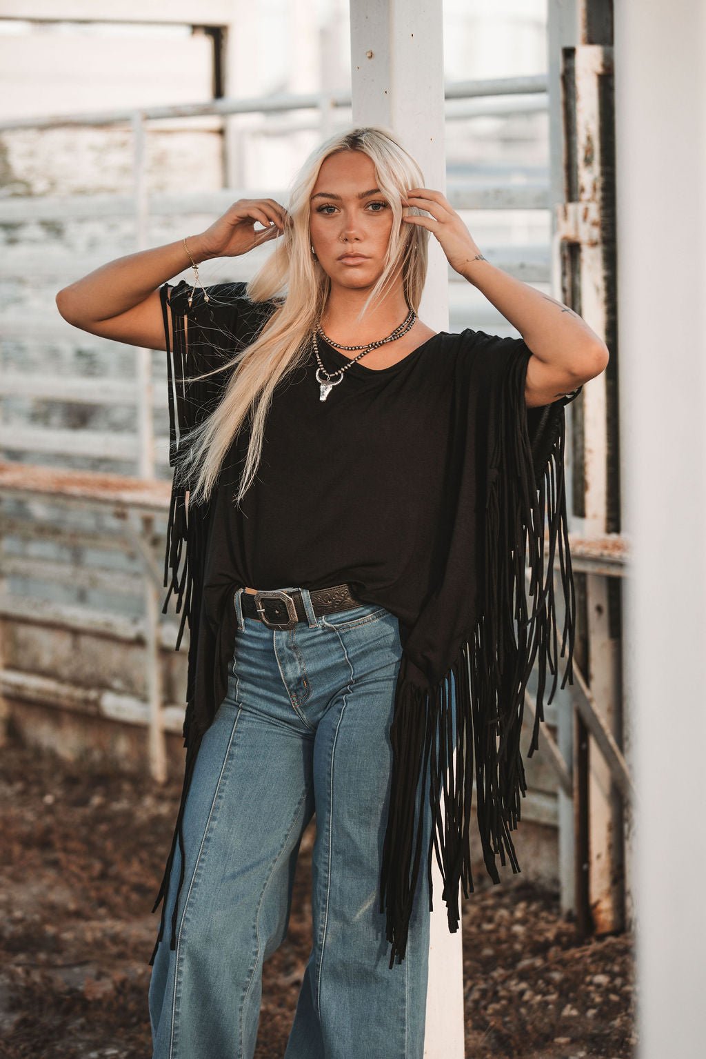 Showstopper Fringe Top - Black