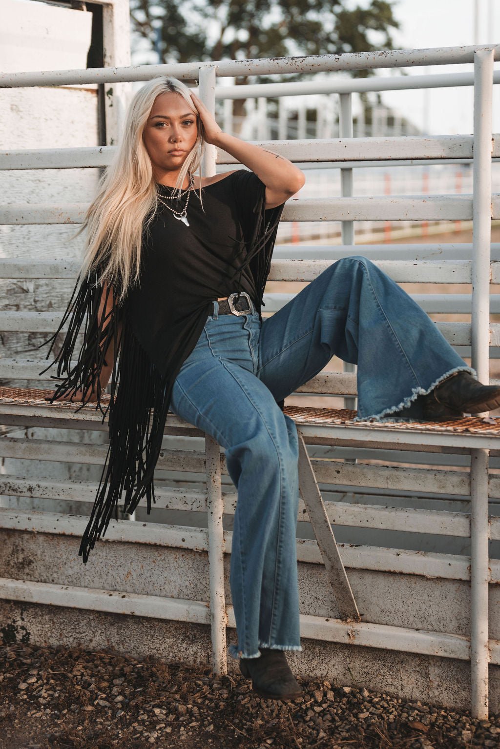 Showstopper Fringe Top - Black