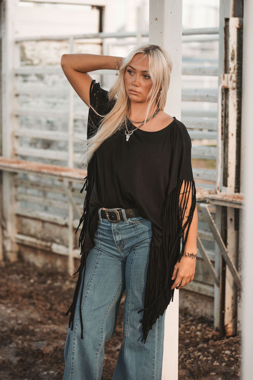 Showstopper Fringe Top - Black