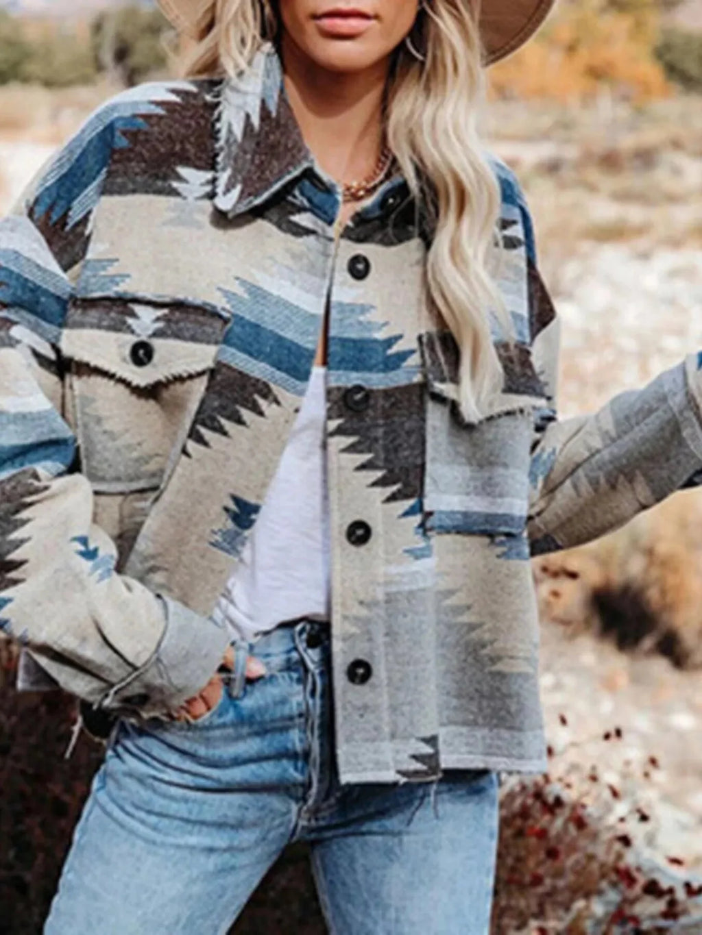 Southwest Button Up Jacket with Chest Pockets