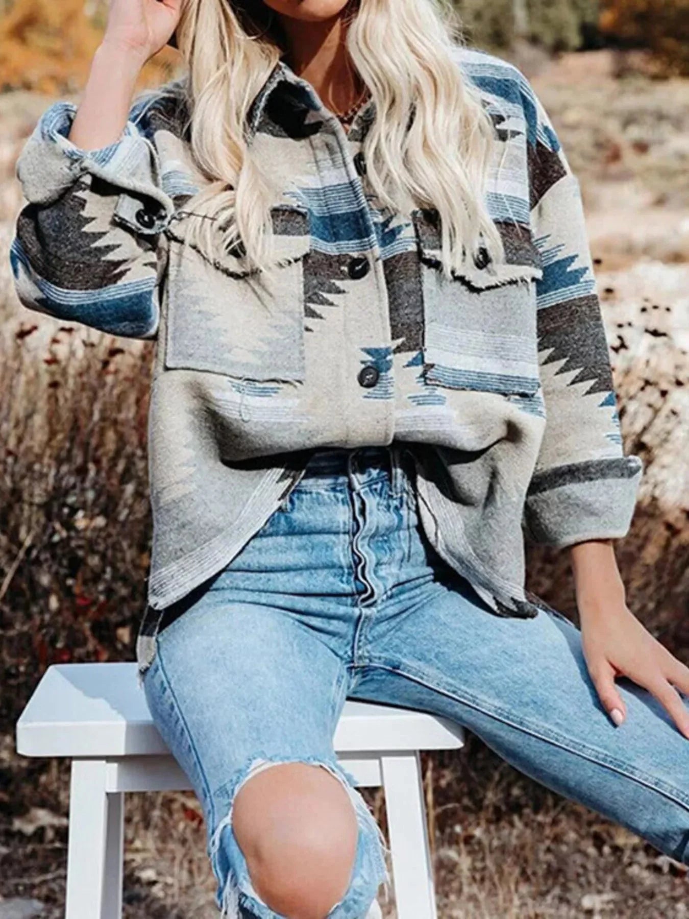 Southwest Button Up Jacket with Chest Pockets