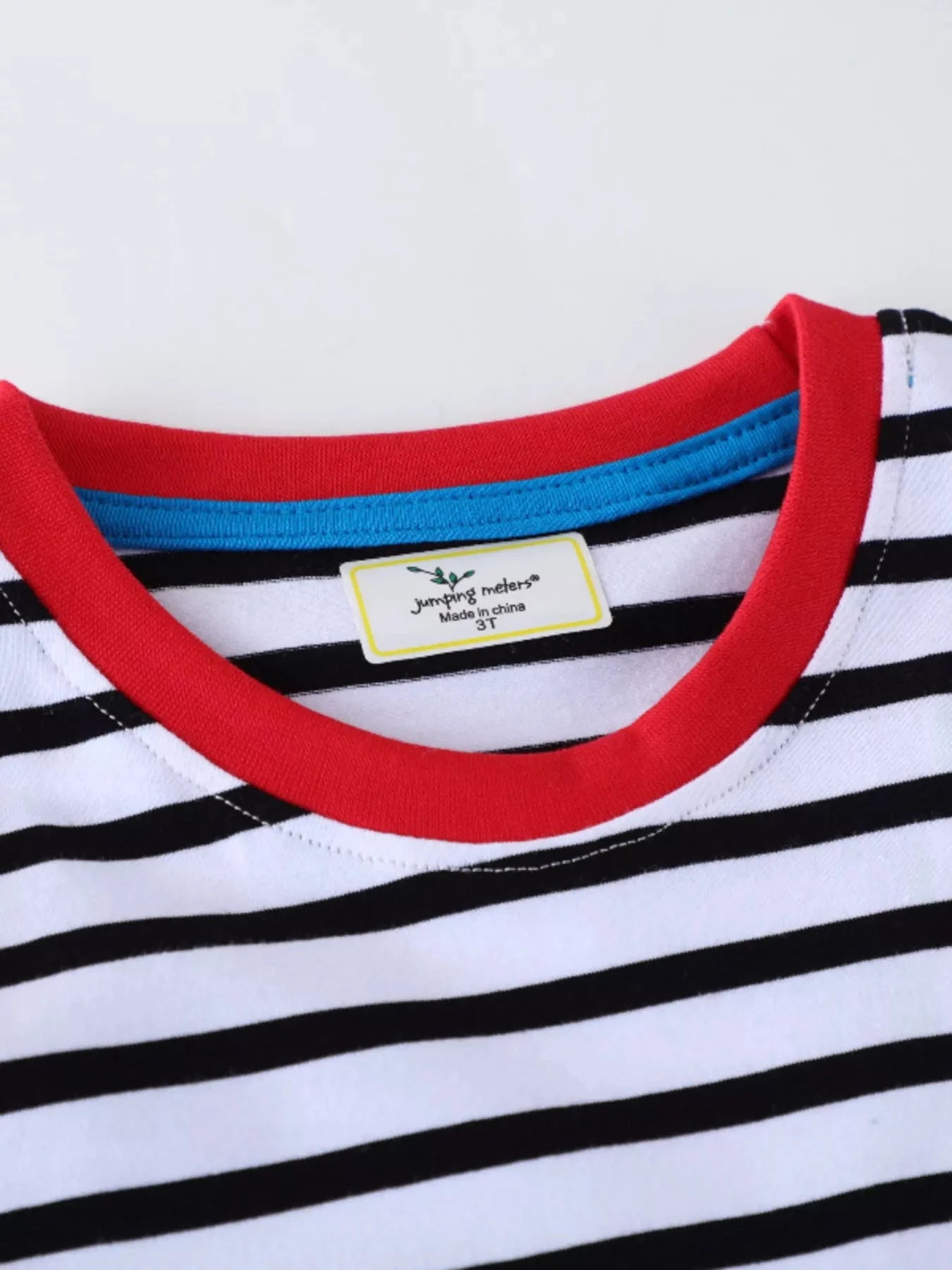 Striped Long Sleeve T-Shirt with Construction Vehicle Appliques