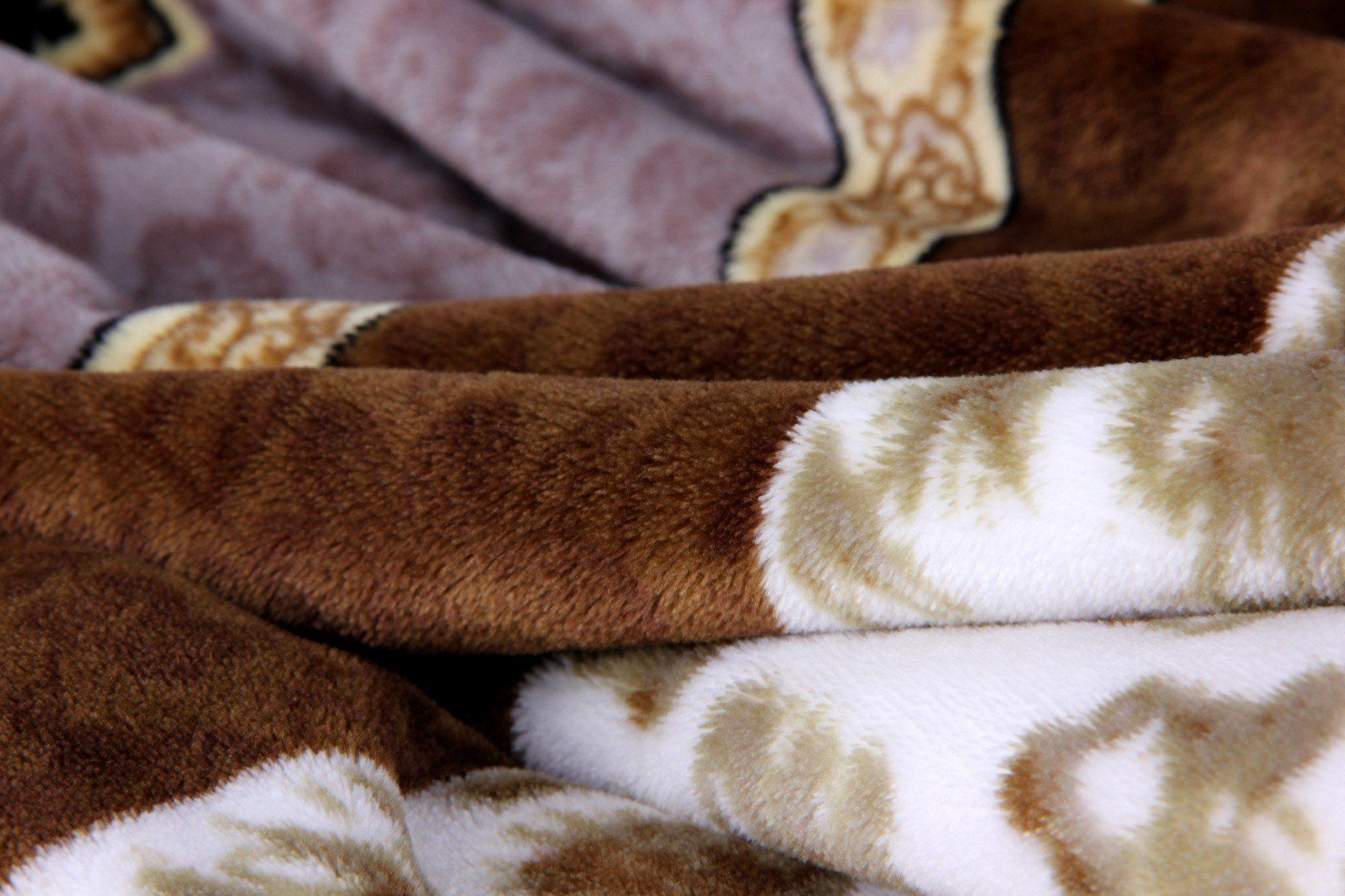 DaDa Bedding Elegant Twilight Lavender Brown Floral Flannel Mink Fleece Throw Blanket (XY9879) - Rustic Avenue