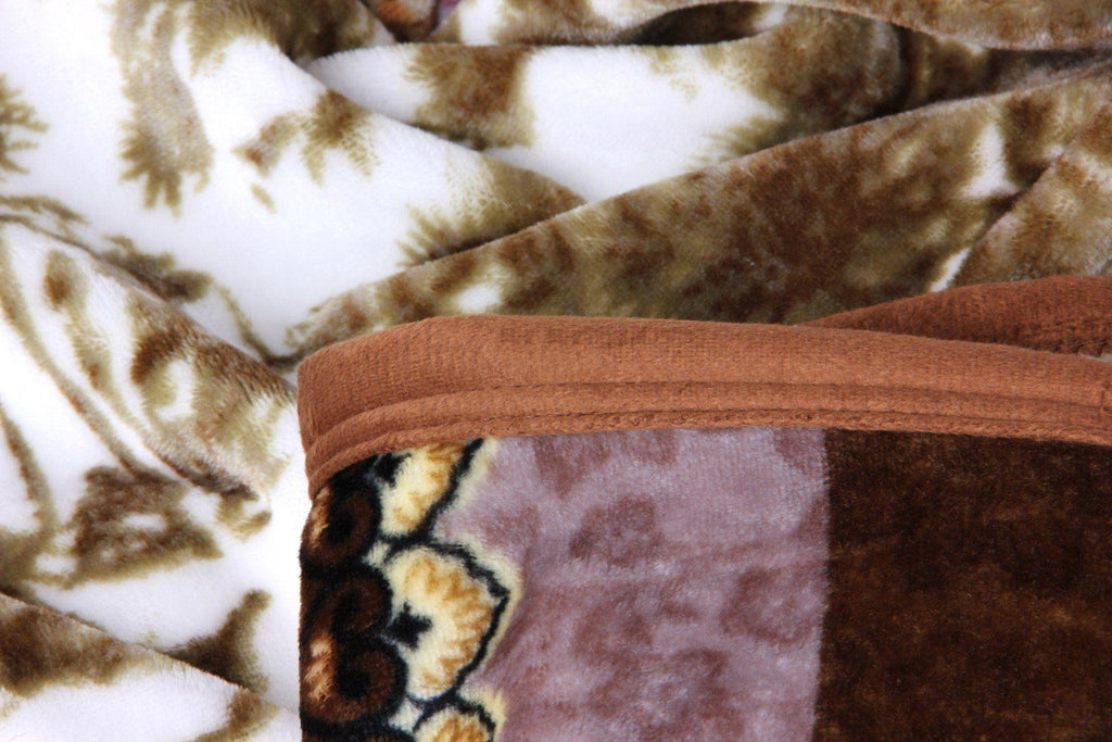 DaDa Bedding Elegant Twilight Lavender Brown Floral Flannel Mink Fleece Throw Blanket (XY9879) - Rustic Avenue