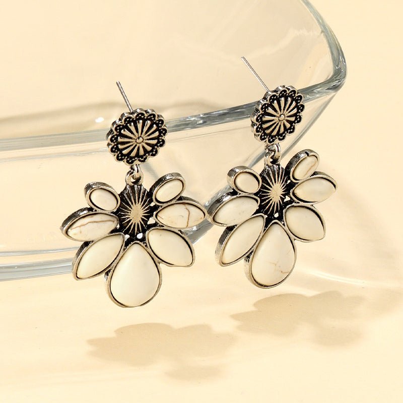 Turquoise Flower Earrings - 2 Colors