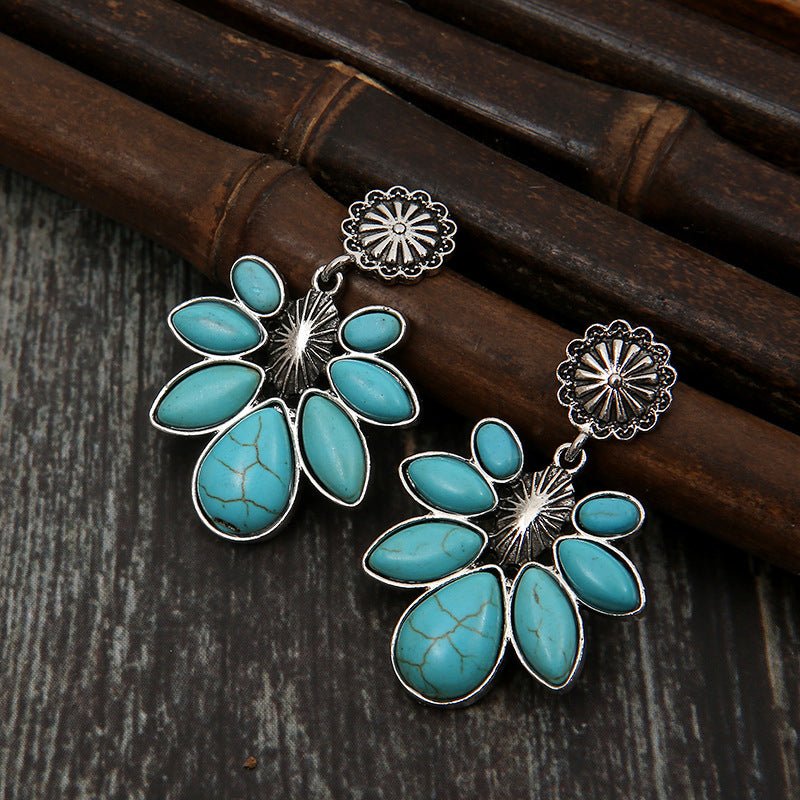 Turquoise Flower Earrings - 2 Colors