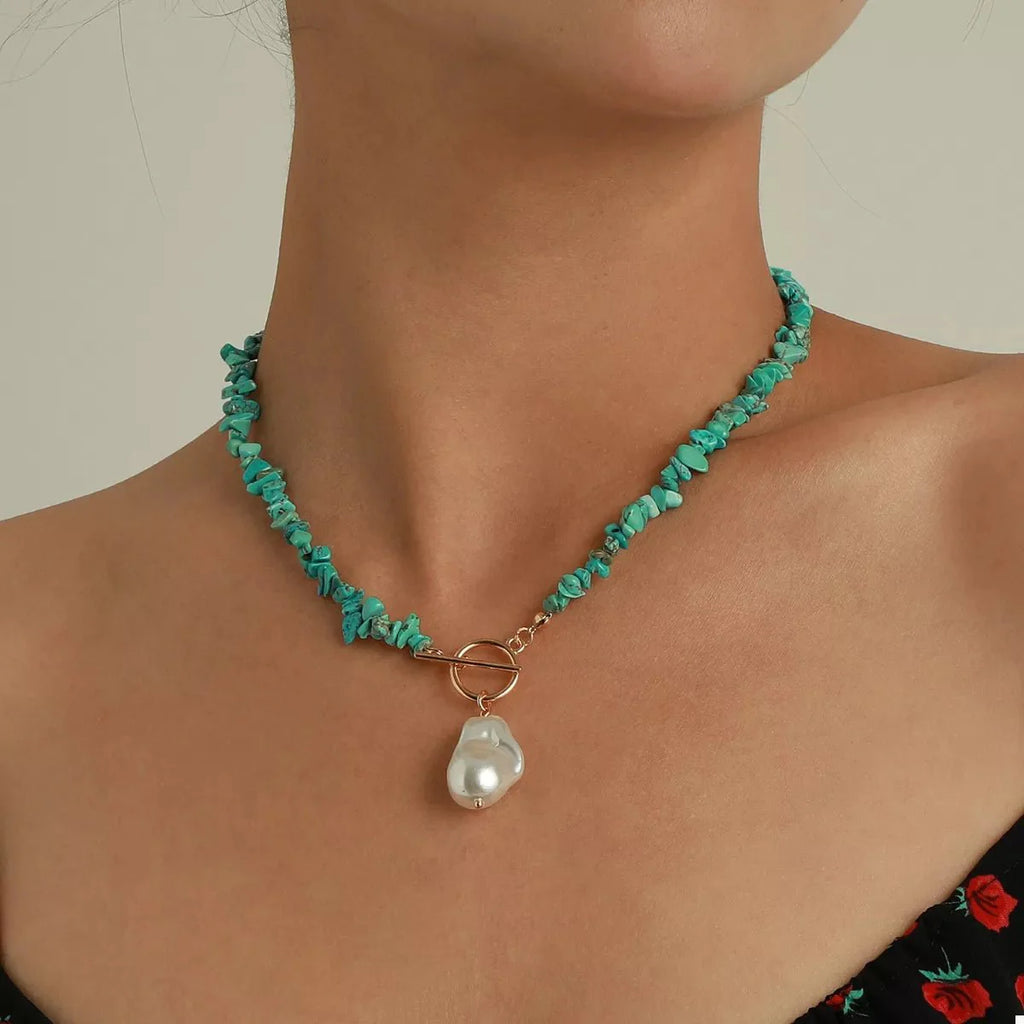 Turquoise Irregular Pearl Necklace