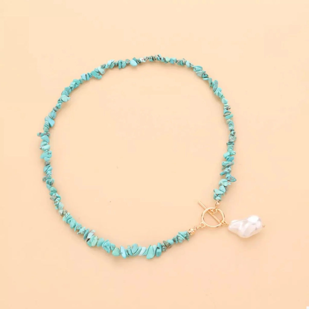 Turquoise Irregular Pearl Necklace