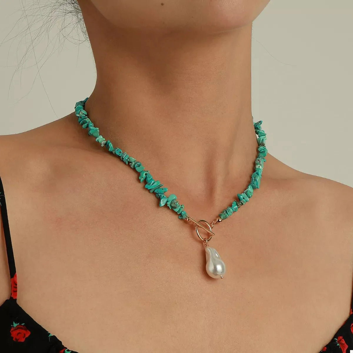 Turquoise Irregular Pearl Necklace