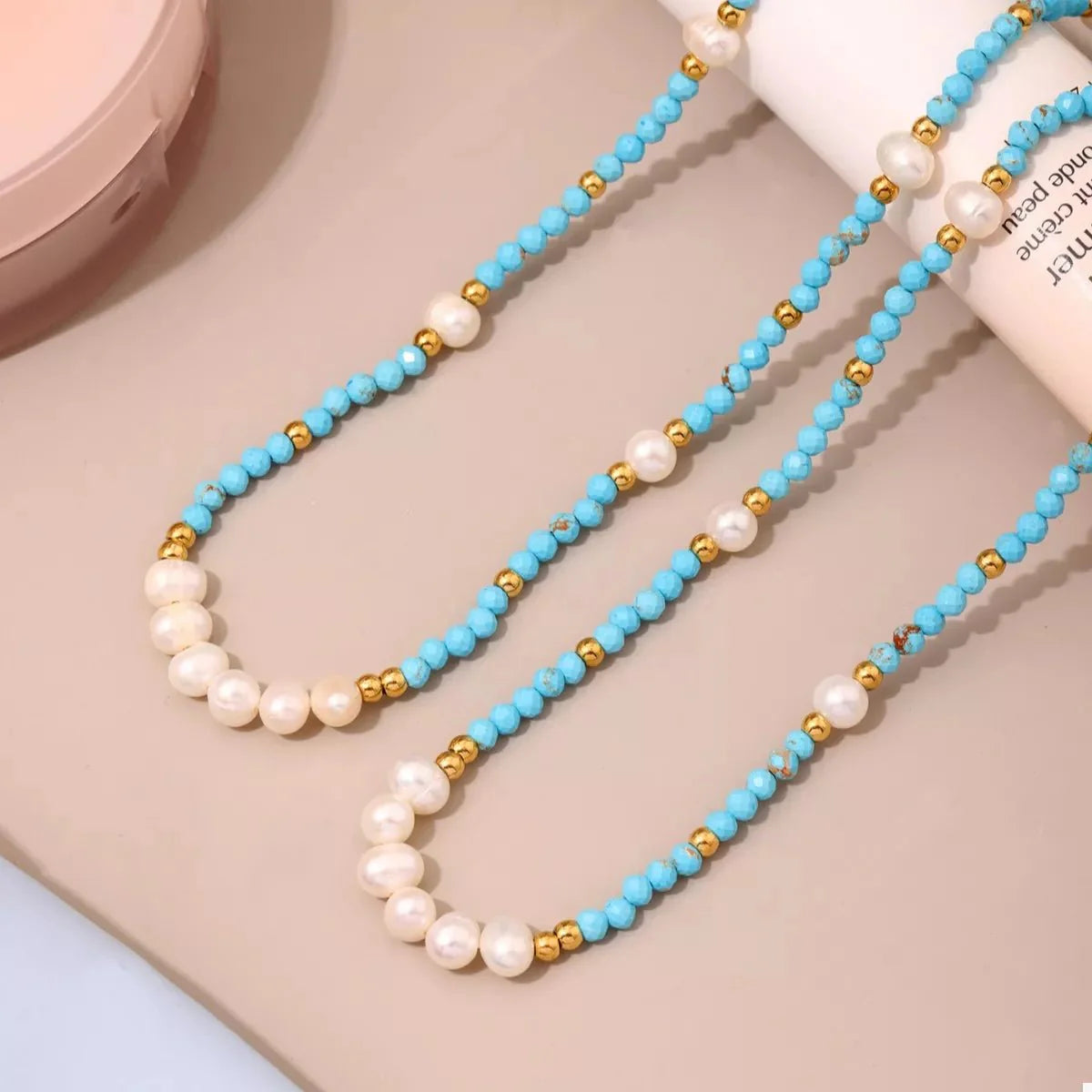 Turquoise Pearl Beaded Necklace