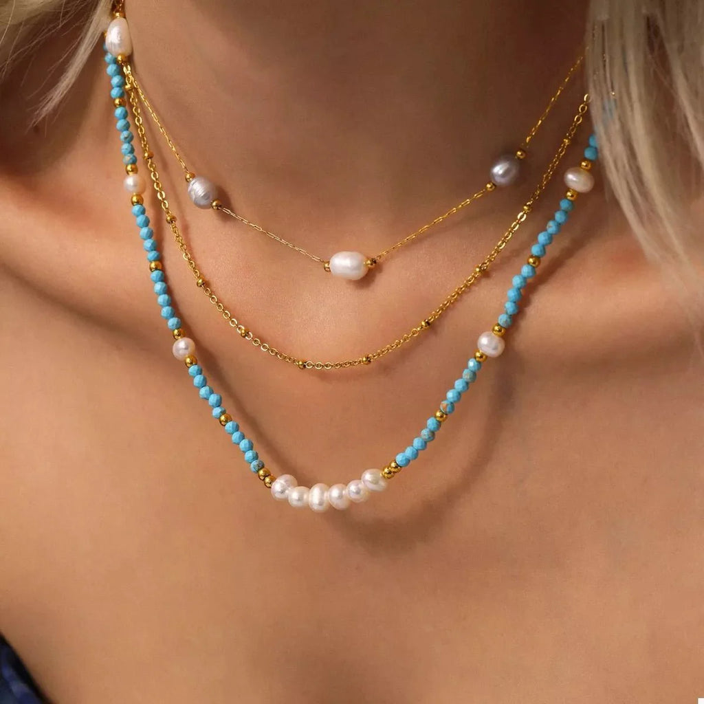 Turquoise Pearl Beaded Necklace